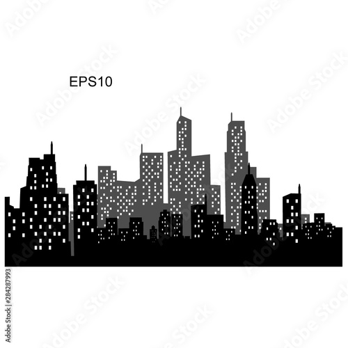   Vector city silhouette with windows. Vector Illustration