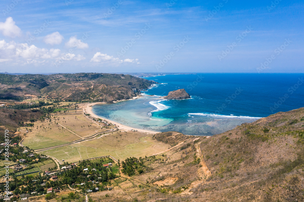 Are Guling beach in the Kuta area in South Lombok in Indonesia.