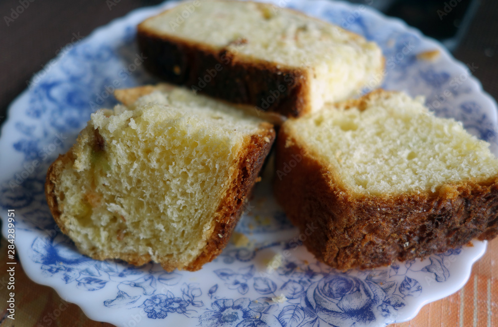 Pieces of cake on plate with blur effect. Pieces of cake on plate with blur effect.