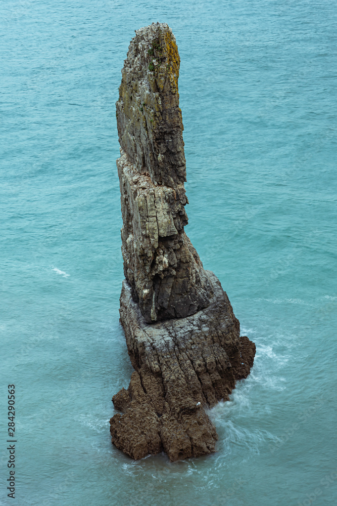 Stack rocks,  on Pembrokeshire coast, South Wales, Uk