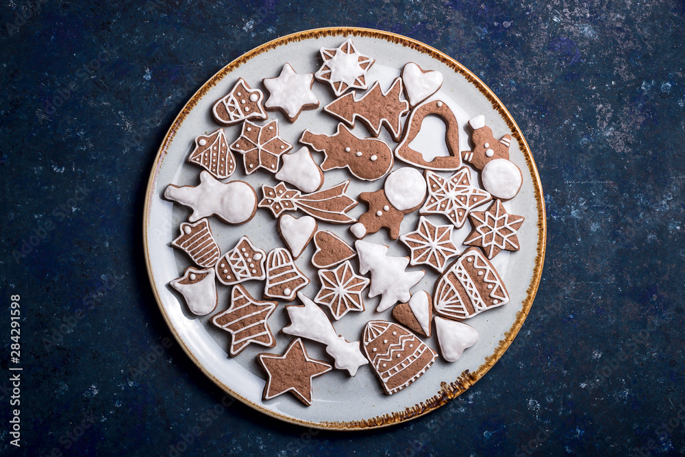 Christmas homemade baking concept cinnamon and ginger cookies of different shapes Christmas homemade baking concept cinnamon and ginger cookies of different shapes