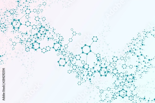 Modern futuristic background of the scientific hexagonal pattern. Virtual abstract background with particle, molecule structure for medical, technology, chemistry, science. Social network vector
