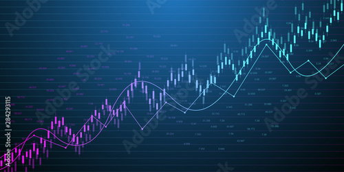Stock market or forex trading graph in graphic concept for financial investment or economic trends business idea design. Worldwide finance background. Vector illustration.