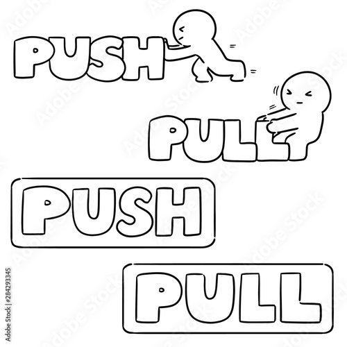 vector set of push pull sign