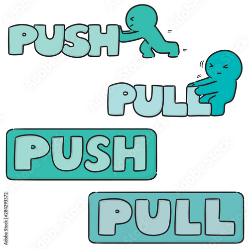 vector set of push pull sign