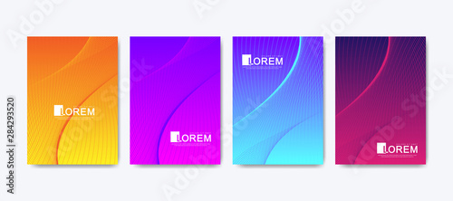 Modern colorful bright abstract gradient line pattern background cover design. Trendy vector template for web, brochure, leaflet, flyer, cover, banner, poster. Cool gradients. Vivid vibrant color