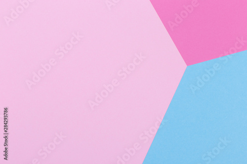 Paper pink, blue, pastel empty background, geometrically located. Color blank for presentations, copy space.