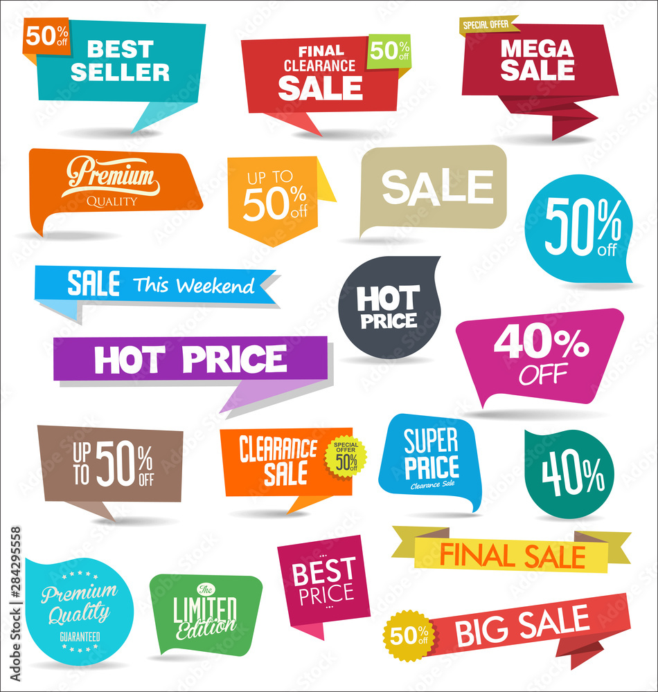 Sale colorful badges and stickers design illustration Sale colorful badges and stickers design illustration
