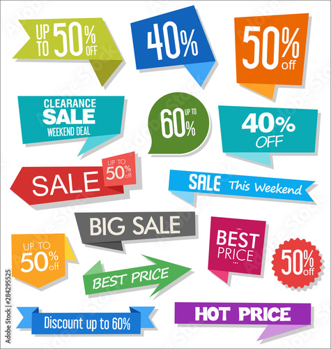 Sale colorful badges and stickers design illustration 