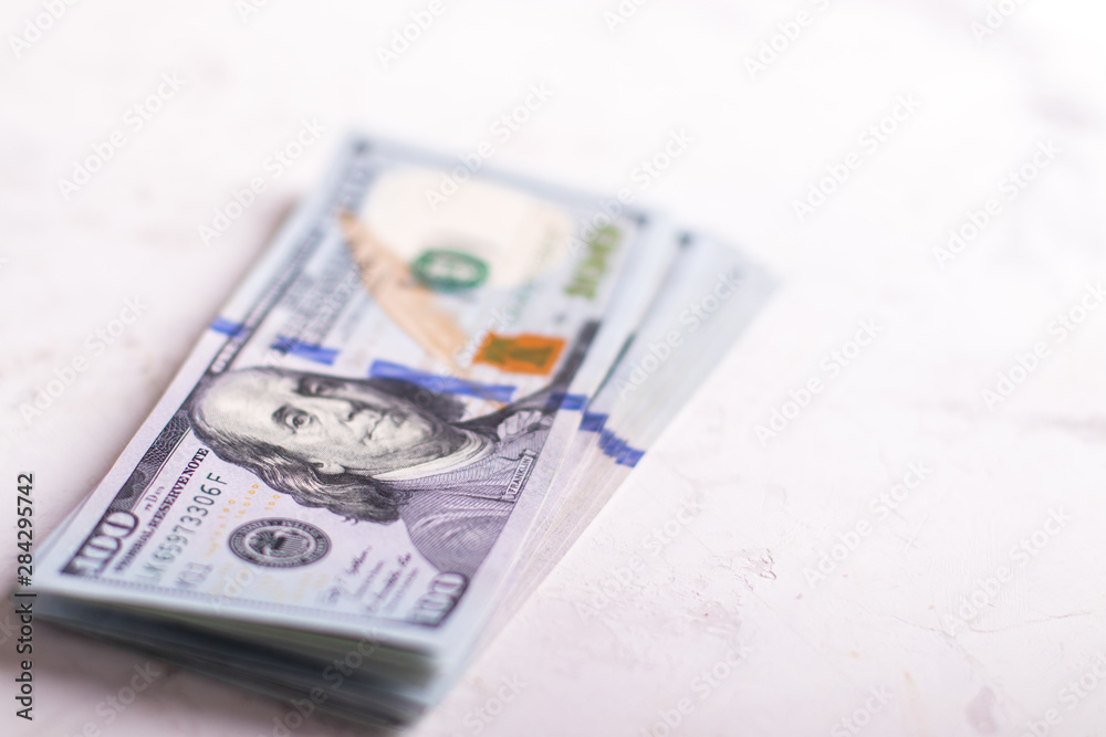 Close-up american dollar banknotes. Stack of one hundred dollar bills Close-up american dollar banknotes. Stack of one hundred dollar bills