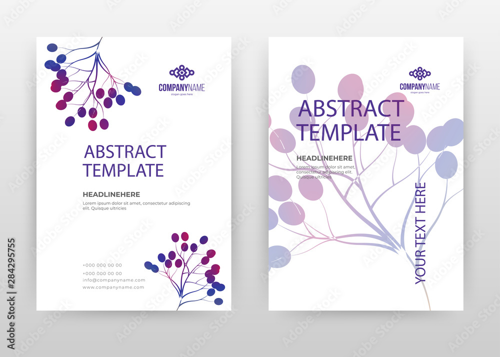 Purple flower petal design for annual report, brochure, flyer, poster. Tropical Floral purple vector illustration for flyer, leaflet, poster. Multipurpose business abstract A4 brochure template.