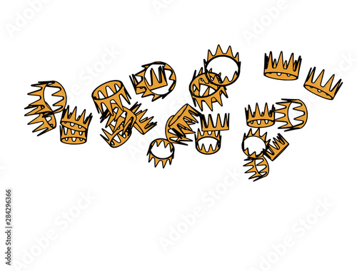 set of gold crowns isolated vector