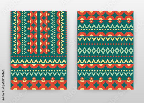 national ornament design with red, bisque, green colors for annual report, brochure, flyer, poster. Ornament seamless texture background vector illustration for poster. abstract A4 brochure template.