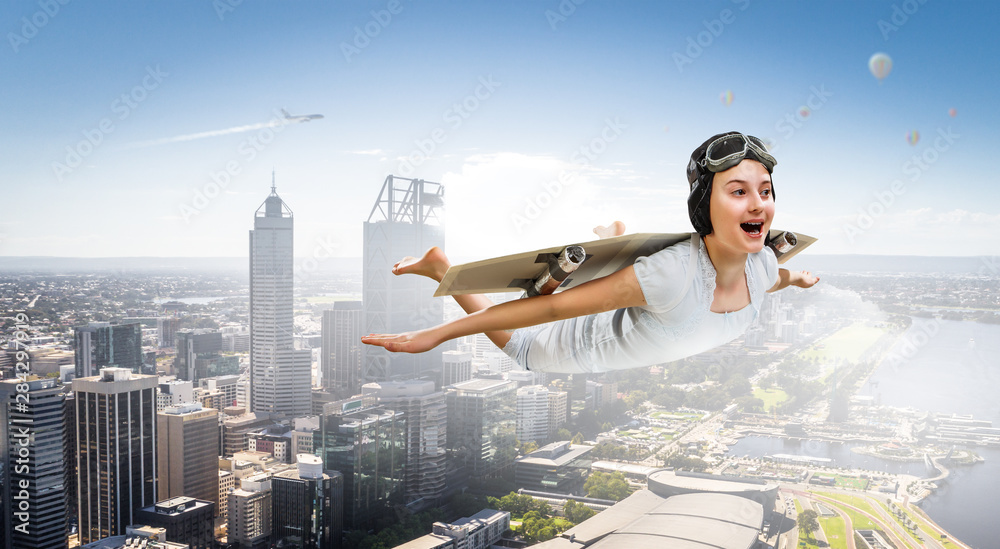 Fototapeta premium Fly with self-made plane wing