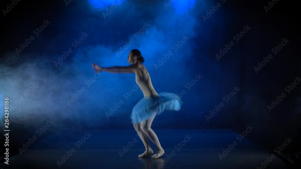 Beautiful ballerina in tutu doing splits in jump. Slow motion. Beautiful ballerina in tutu doing splits in jump. Slow motion.