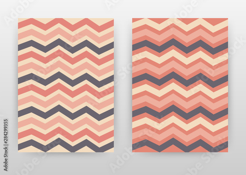 Red brown bisque colored waved lines design for annual report, brochure, flyer, poster. Colorful wave background vector illustration for flyer, leaflet, poster. Business abstract A4 brochure template.