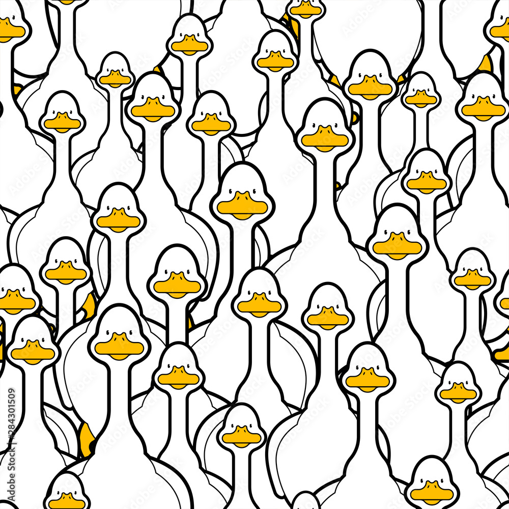 White geese seamless pattern