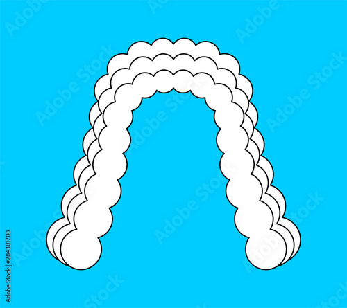 Judge wig isolated. White hair curls. vector illustration