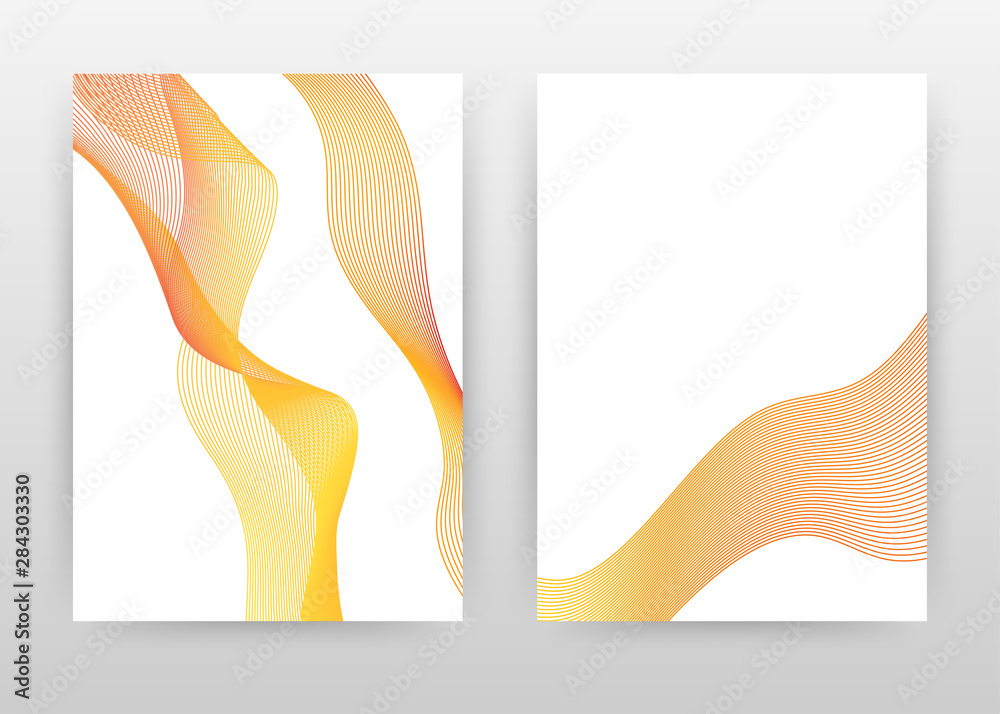 Poster Design Yellow Line Yellow waved lines on white design for annual report, brochure, flyer ...