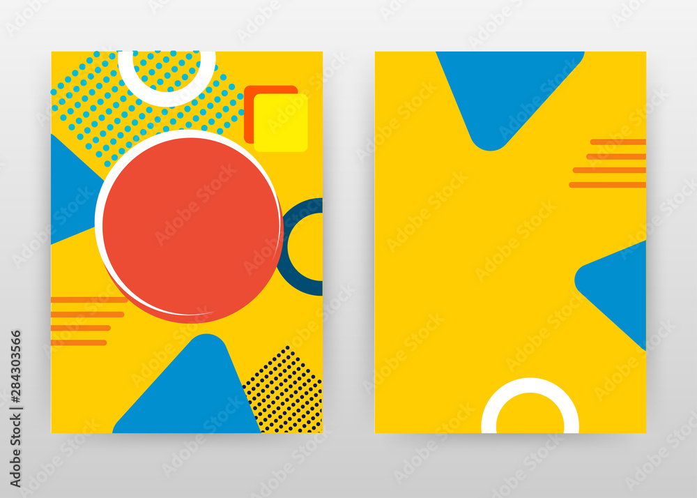 Red round, yellow blue elements design for annual report, brochure, flyer, poster. Colorful background vector illustration for flyer, leaflet, poster. Business abstract A4 brochure template.
