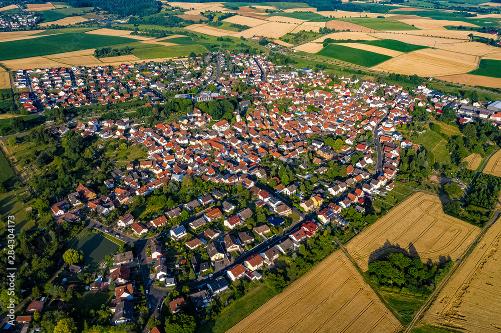 Dorf Hüttengesäss in Hessen aus der Luft