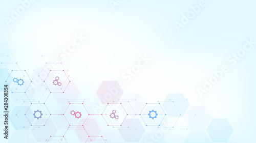 Technology background with flat icons and symbols. Concept and idea for internet of things, communication, network, innovation technology, system integration. Vector illustration.