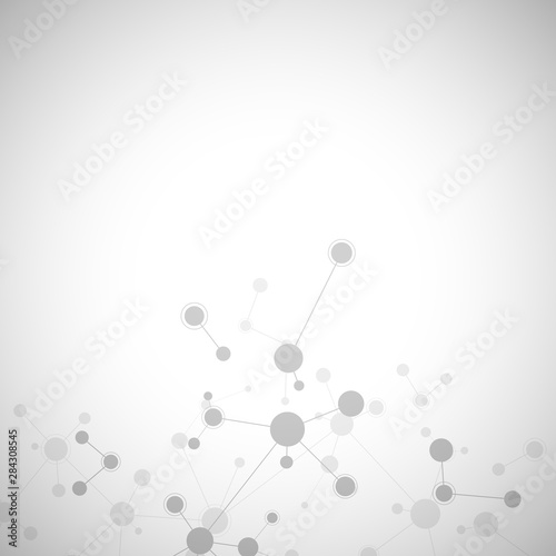 Abstract background of molecules. Molecular structures or DNA strand  genetic engineering  neural network  innovation technology  scientific research. Technological  science and medicine concept.