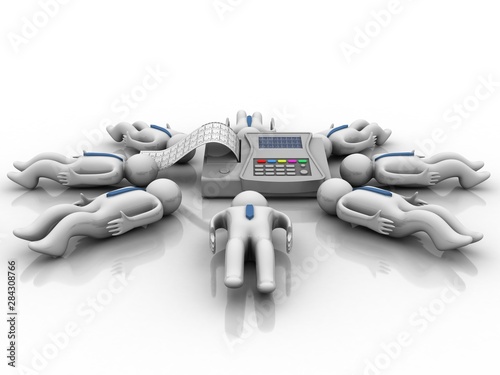 3d rendering Medical monitor showing vital health information around patient