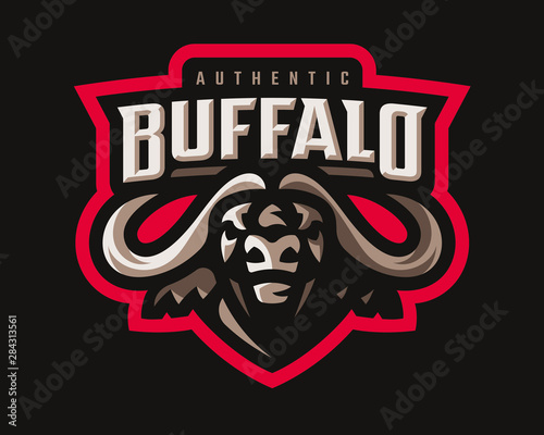 Buffalo modern logo. Bull template design emblem for a sport and eSport team.