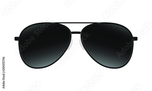 Sunglasses sign. Symbol black sunglasses isolated on white background. Vector illustration