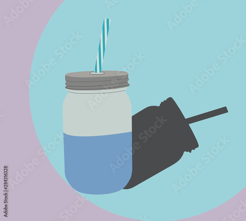 Bottle. Color illustration. Bottle with a straw