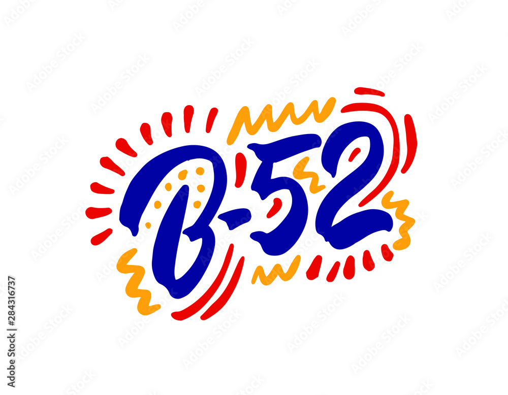 B-52 drink name on a white background. Template for card banner and poster for bar menu and restaurant. Vector illustration B-52 drink name on a white background. Template for card banner and poster for bar menu and restaurant. Vector illustration