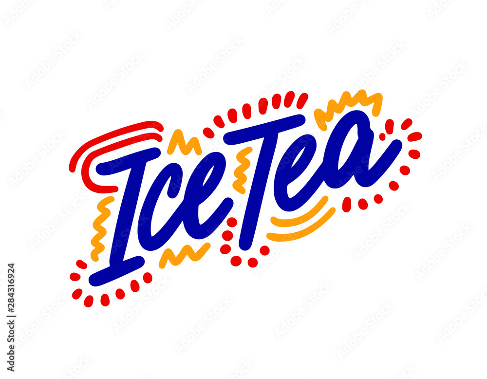 Ice tea hand drawn illustration. Template for card banner and poster for bar menu and restaurant. Vector illustration