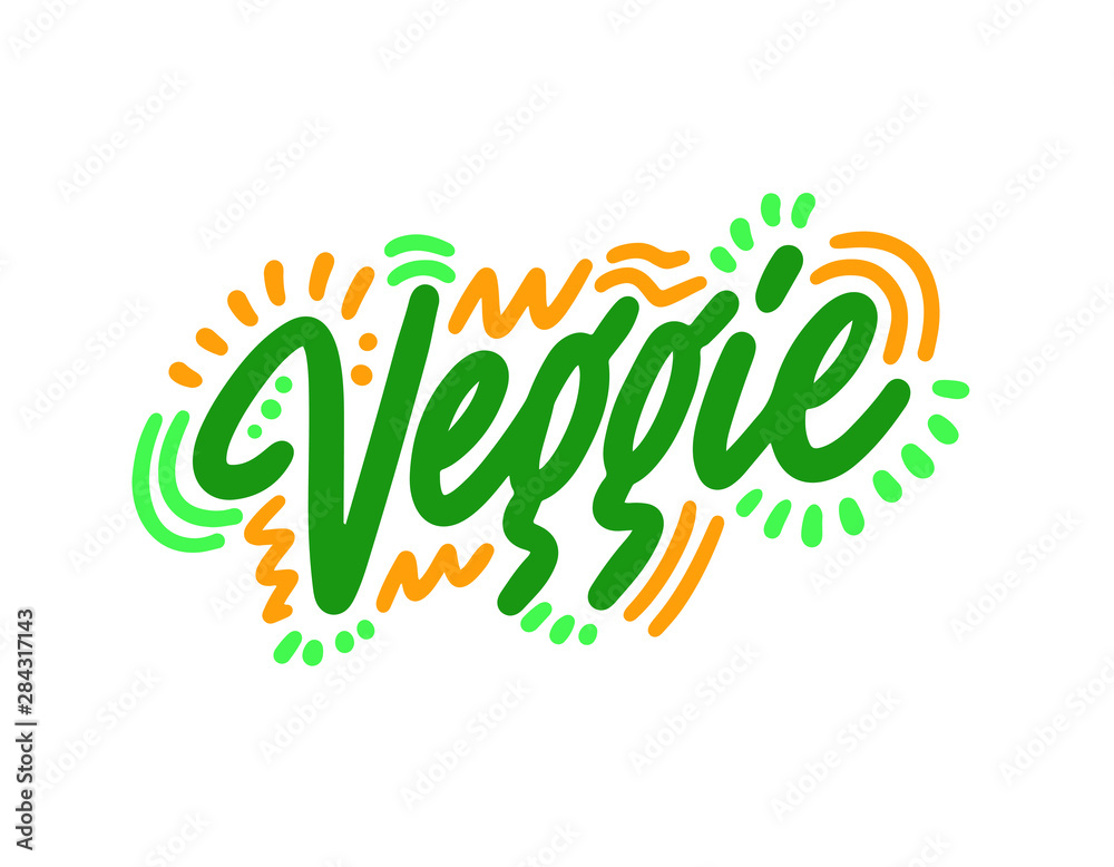 Fototapeta premium Veggie hand drawn illustration. Template for card banner and poster for bar menu and restaurant. Vector illustration