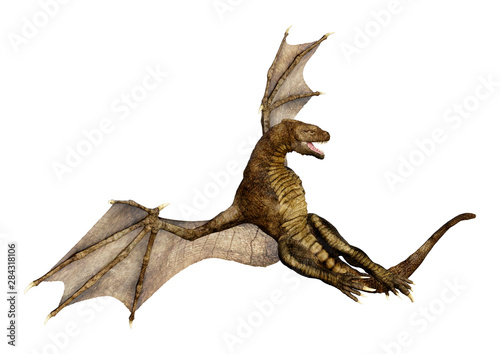 3D Rendering Fairy Tale Dragon on White