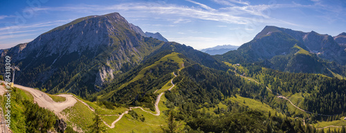 High resolution stitched panorama of a beautiful alpine view at the famous Jenner summit near Berchtesgaden, Bavaria, Germany