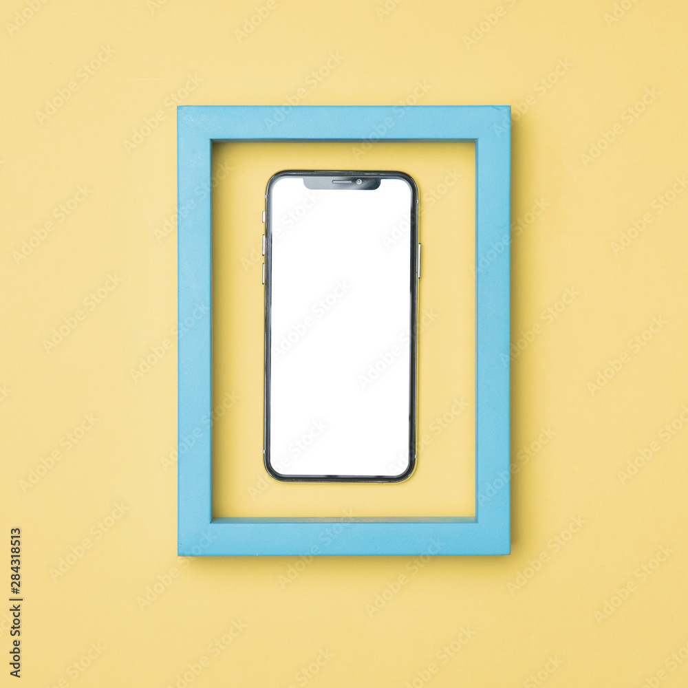 Top view framed mockup smartphone Top view framed mockup smartphone