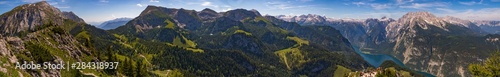 High resolution stitched panorama of a beautiful alpine view at the famous Jenner summit near Berchtesgaden, Bavaria, Germany