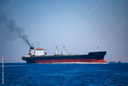 The oil tanker  Hero Star  passing through the Straits of Tiran near Sharm el Sheikh  Egypt