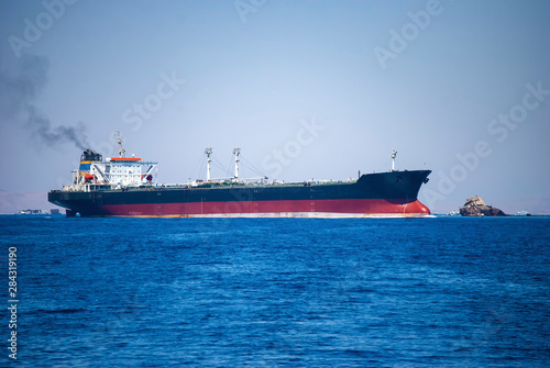 The oil tanker  Hero Star  passing through the Straits of Tiran near Sharm el Sheikh  Egypt