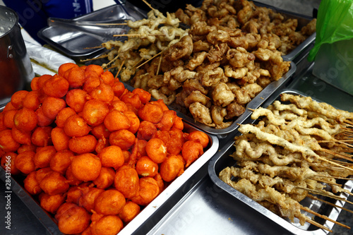 Assorted street food at a street food cart