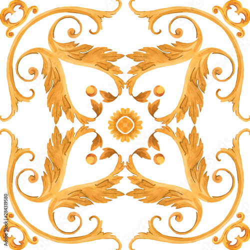 Golden baroque rich luxury vector pattern