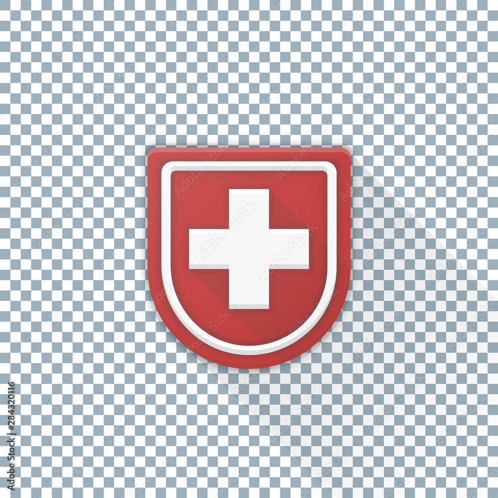 Obraz premium Swiss or Medical Shield adaptive icon illustration