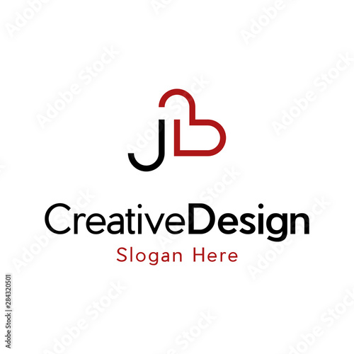 letter j logo vector heart template, Logo Heart Letter J. Beautiful vector love logo design. J love outline creative letter design