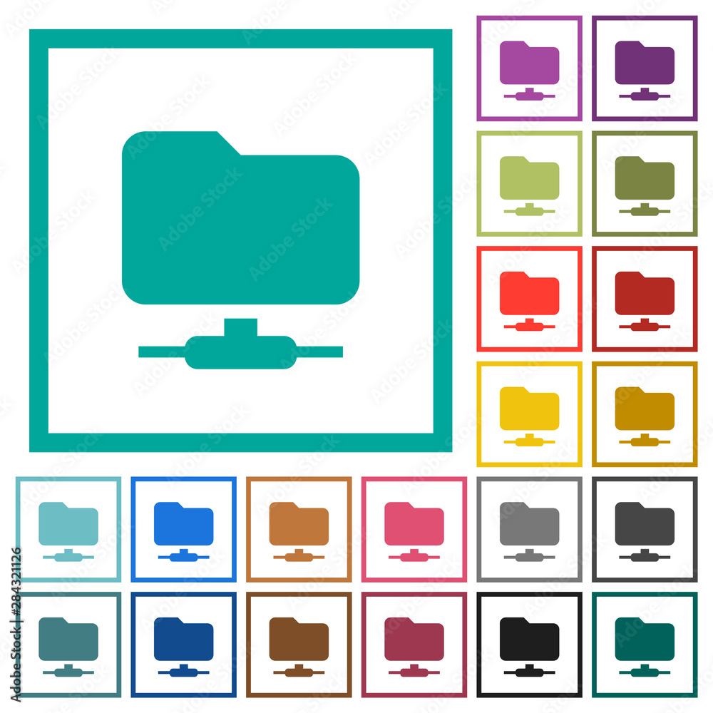 FTP flat color icons with quadrant frames FTP flat color icons with quadrant frames