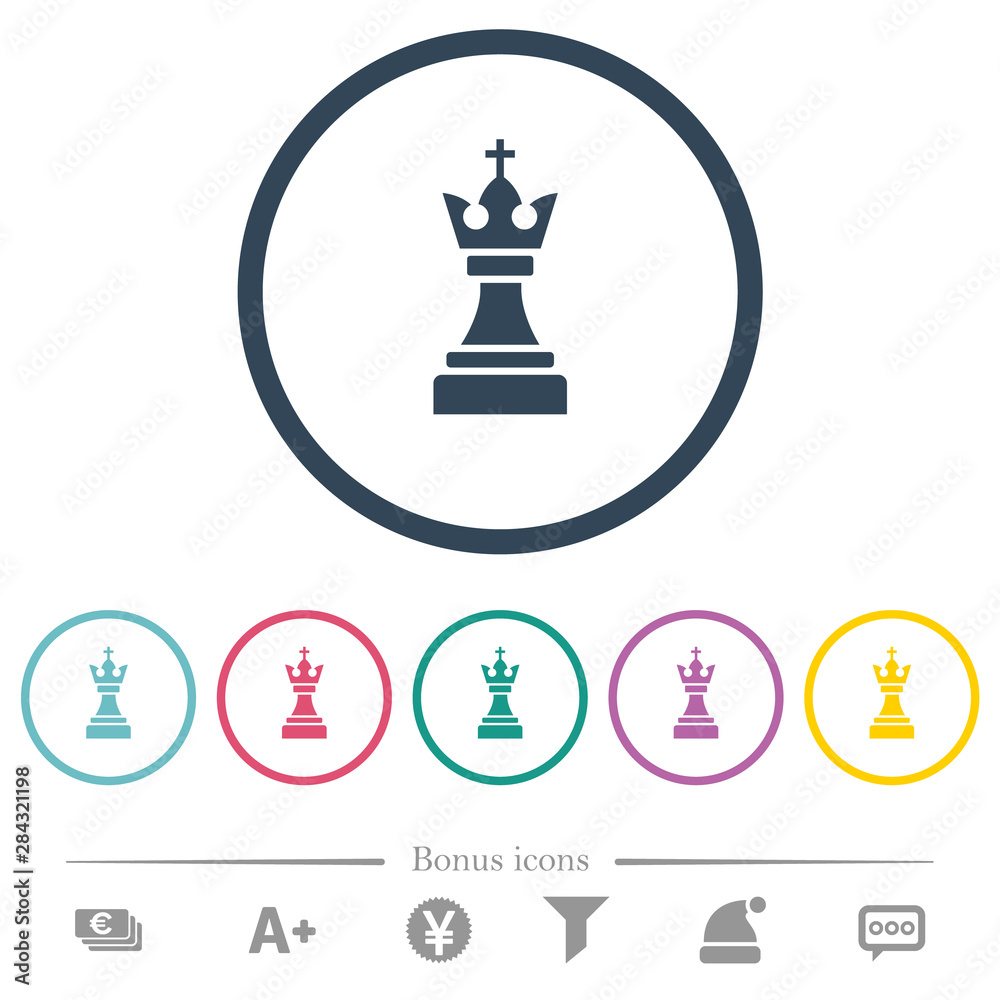 Black chess king flat color icons in round outlines Black chess king flat color icons in round outlines
