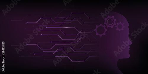 artificial intelligence male head with wheels digital technology vector illustration EPS10