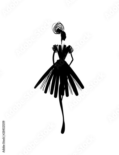 Fashion models sketch hand drawn silhouette pop art
