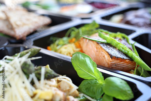 Meal prep. Appetizing lunch boxes. A balanced healthy diet