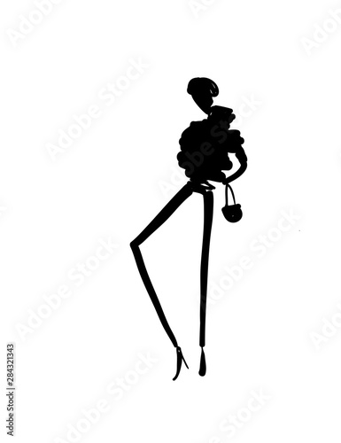 Fashion models sketch hand drawn silhouette pop art